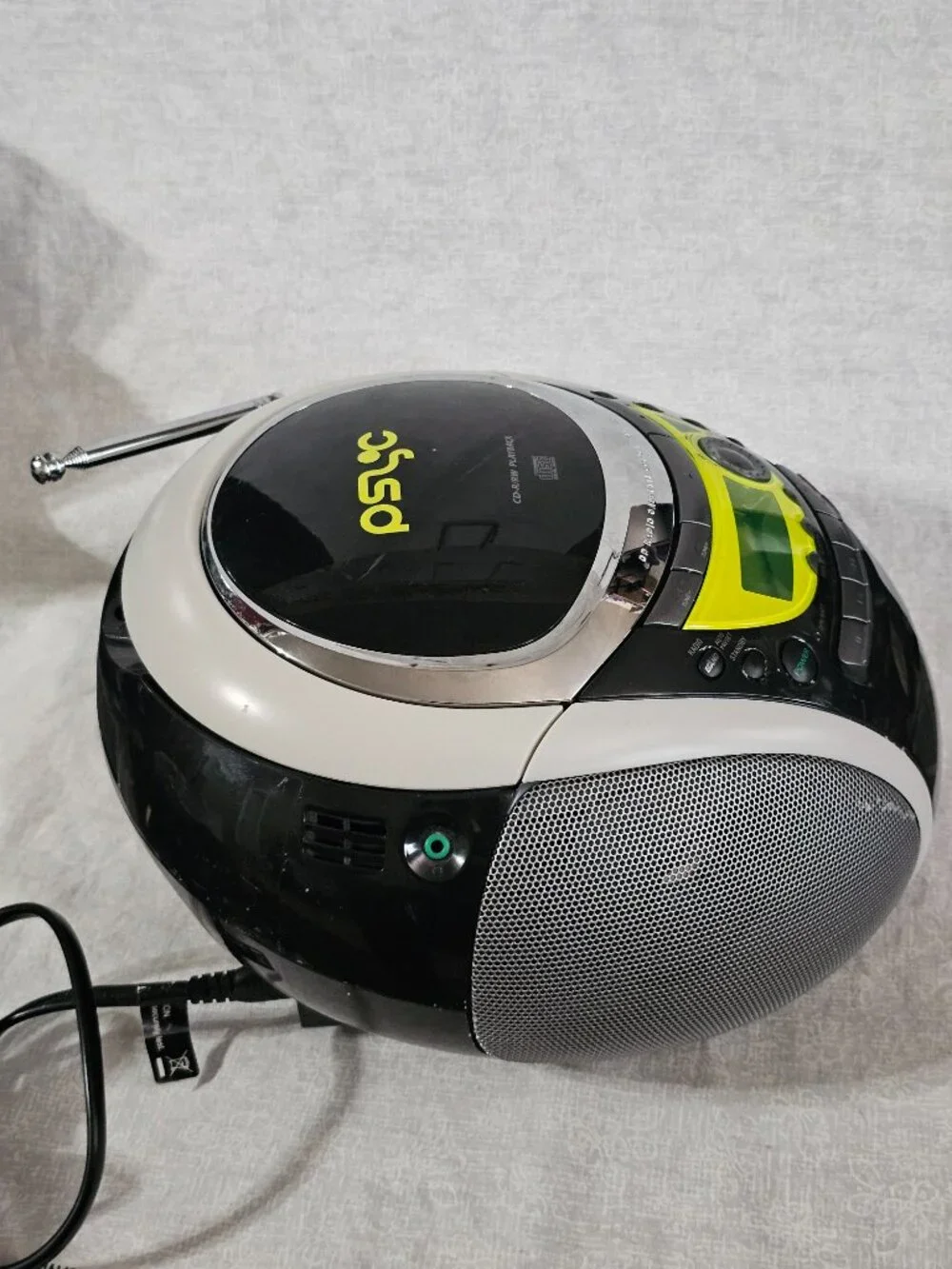Sony PSYC CFD-E90 Boombox CD AM/FM Cassette Remote AUX Black/Yellow